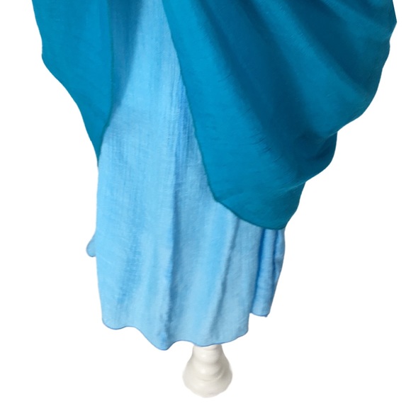 Miss Nikky Aqua Blue Short Sleeve Scooped Neck Layered Shift Dress size Medium - Picture 14 of 15